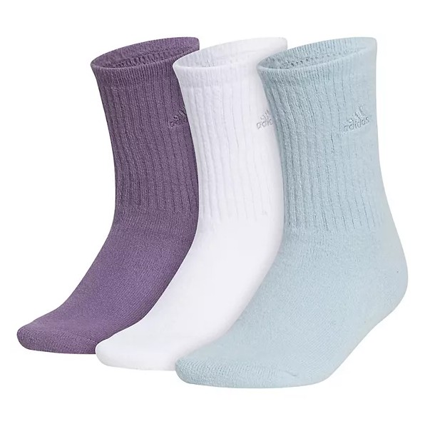 ADIDAS Women's 3 PAIR SUPER SOFT& COMFY CREW CUSHIONED SOCKS
